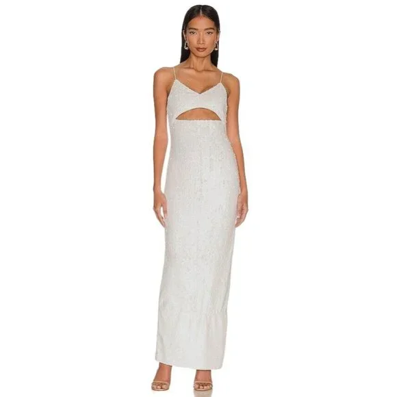 Alice and olivia white sequin dress deals